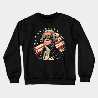 George Washington Funny July 4th American Flag Crewneck Sweatshirt